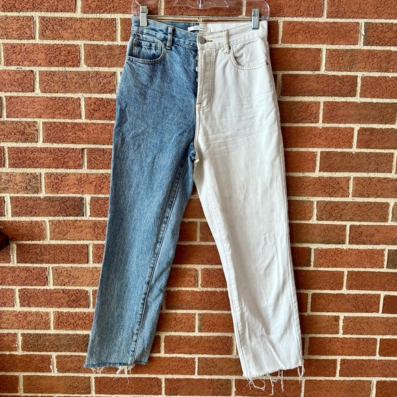 PacSun Denim - High Rise Half Blue Half White Denim Straight Women's Jeans, Size 26